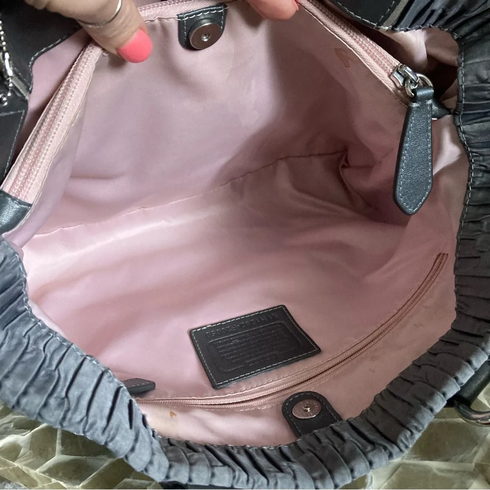 Coach Ashley Gray Gathered Satin Hobo Carryall